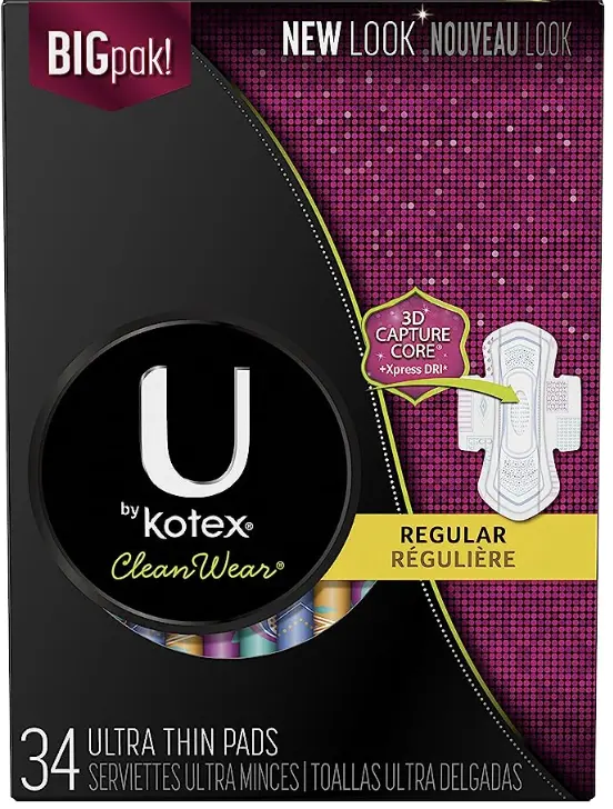 U by Kotex CleanWear Ultra Thin Pads with 3D Capture Core